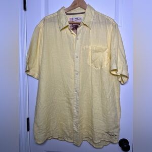 Margaritaville Men's Short-Sleeve 100% Linen Shirt - Yellow Size XL